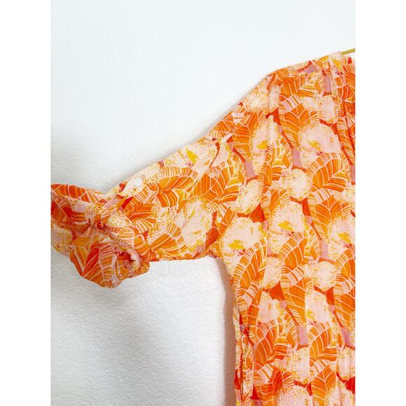 Free People Tropical Hawaiian Maxi Tunic Top Size Medium Lightweight Boho Resort - Picture 10 of 13